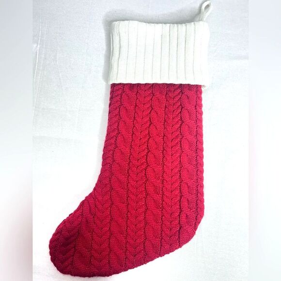 NWT 21” Kohl's Red Cable Knit K Letter Monogram Christmas Stocking Santa Decor - Picture 3 of 7